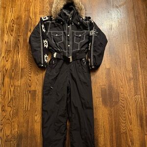 Vintage Bogner Western Embroidered Fox Fur Women's Ski Suit Size 8
